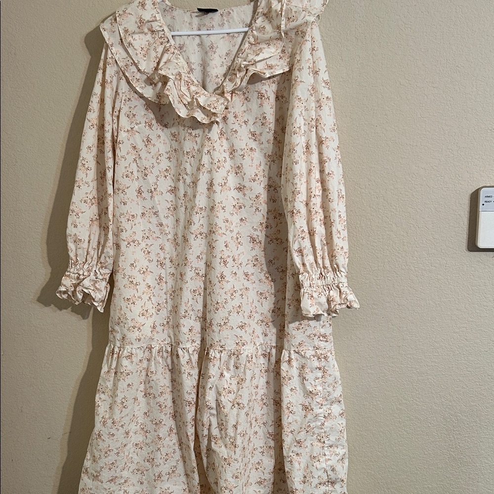 Who What Wear Cream Floral Maxi Dress with Peach Print Cottage Core